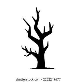 Tree icon. Black silhouette. Vertical front side view. Vector simple flat graphic illustration. Isolated object on a white background. Isolate.