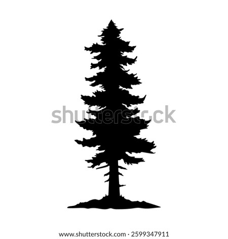 Tree icon. Black silhouette. Vertical front side view. Vector simple flat graphic hand drawn illustration. Isolated object on white background. Isolate.