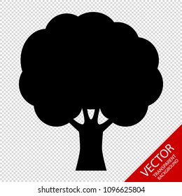 Tree Icon - Black Vector Illustration - Isolated On Transparent Background