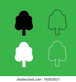 Tree icon . Black and white color set .
