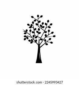 Tree icon black and white illustration template. Stock vector