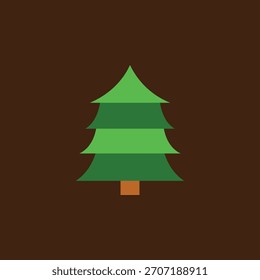 Tree Icon With Brown Artboard And Flat Style