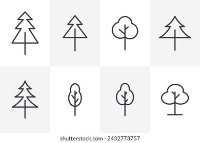 Tree Icon Bundle. Set of Tree vector art illustration