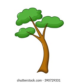 Tree icon in cartoon style isolated on white background