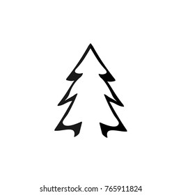 Tree icon, Christmas symbol, flat design template, vector illustration