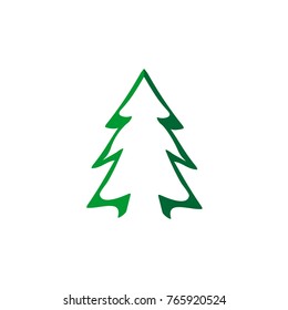 Tree icon, Christmas symbol, flat design template, vector illustration