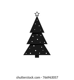 Tree icon, Christmas symbol, flat design template, vector illustration