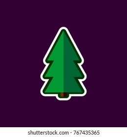Tree icon, Christmas symbol, flat design template, isolated sticker, vector illustration
