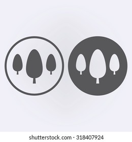 Tree icon in circle set . Vector illustration