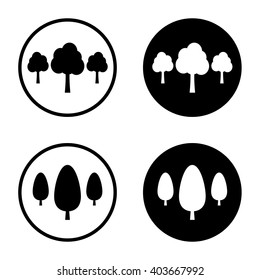 Tree icon in circle set . Vector illustration