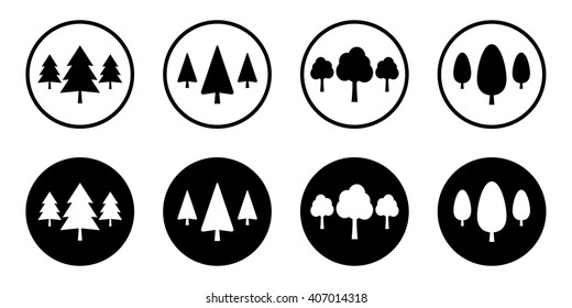 Tree icon in circle set . Vector illustration