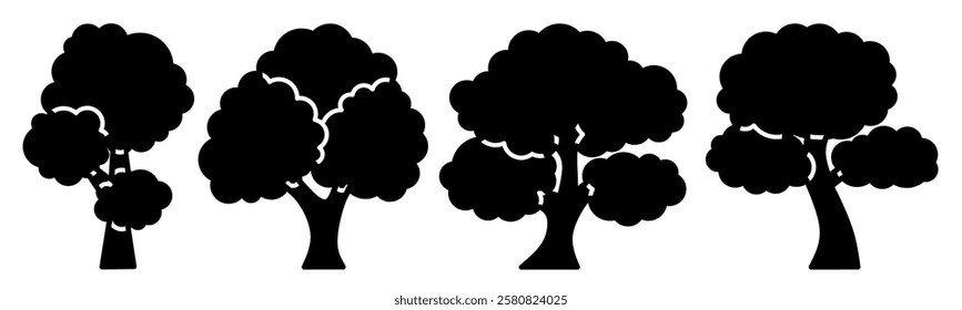 Tree icon collection. Stock vector illustration.