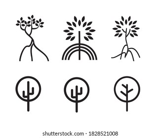 tree icon collection vector, reforestation concept