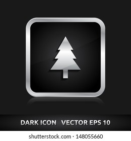 Tree icon | color dark black silver metal grey white | icon set | abstract vector symbol | template design | shadows shiny | business button | abstract 3d