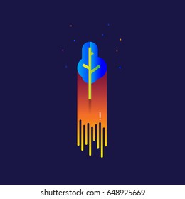 tree icon Color gradation. sign symbol for web, modern design vector on blue background. logo.