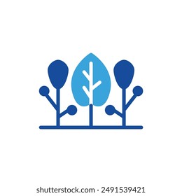 tree icon color or logo illustration glyph color blue style	
