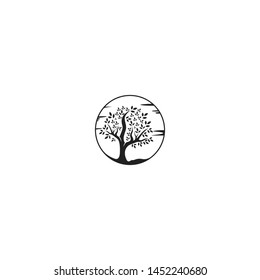 Tree icon concept of nature log template vector