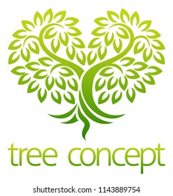 Tree icon concept of a stylised tree with leaves in a heart shape, lends itself to being used with text