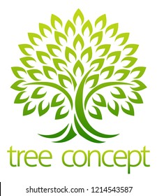 Tree icon concept of a stylised tree with leaves, lends itself to being used with text