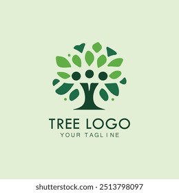 Tree icon concept of a stylised tree with leaves, lends itself to being used with text