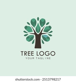 Tree icon concept of a stylised tree with leaves, lends itself to being used with text