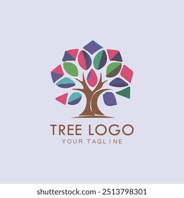 Tree icon concept of a stylised tree with leaves, lends itself to being used with text