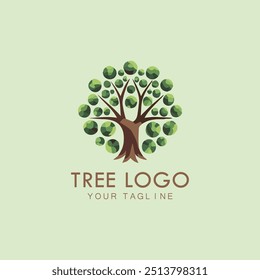 Tree icon concept of a stylised tree with leaves, lends itself to being used with text