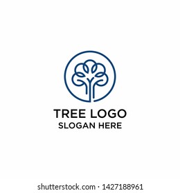 Tree icon concept of a stylized tree with circle. 