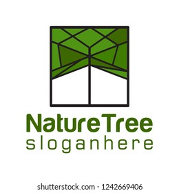 Tree icon concept of a stylized tree with leaves, lends itself to being used with text