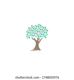 Tree icon concept of a stylized tree with leaves, suitable for use with text