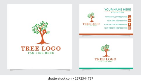 Tree icon concept of a stylized tree with leaves, lends itself to being used with text
