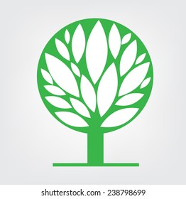 Tree icon concept of a stylized tree with leaves. Green Tree vector logo design template. Garden creative concept. Eco idea ecology icon. 