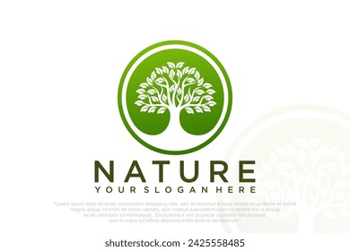 Tree icon concept of a stylized tree with leaves . Vector illustration