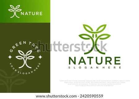 Tree icon concept of a stylized tree with leaves . Vector illustration