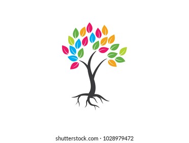 Tree icon concept of a stylized tree with letter