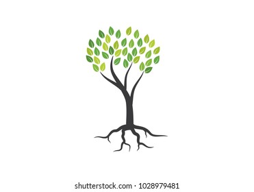 Tree icon concept of a stylized tree with letter