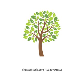 Tree icon concept of a stylized tree with letter