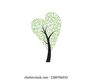 Tree icon concept of a stylized tree with letter
