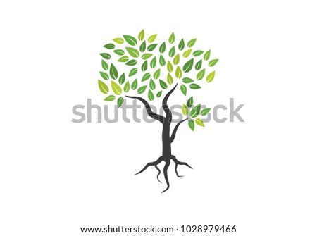 Tree icon concept of a stylized tree with letter