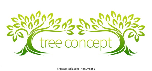 Tree icon concept of a stylized trees with leaves, lends itself to being used surrounding text