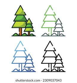 Diseño de iconos de árbol en cuatro colores de variación