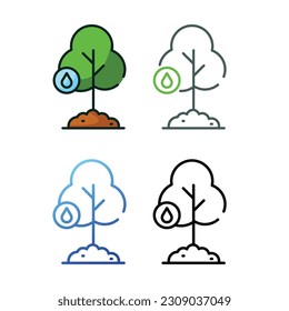 Tree icon design in four variation color
