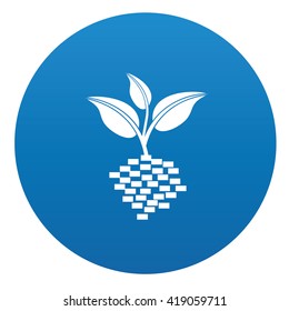 Tree icon design on blue background,vector