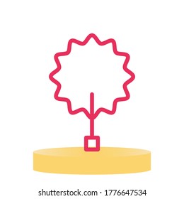 Diseño de iconos de árbol con estilo de línea roja en fondo blanco