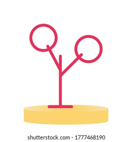 Tree Icon Design with Red Line Style on White Background