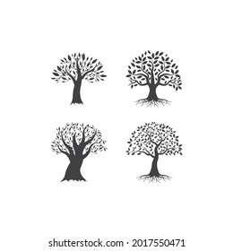 Tree icon design set bundle template isolated