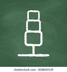 Tree Icon design, White chalk. Draw a picture on the blackboard.