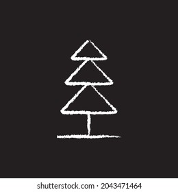 Tree Icon design, White chalk. Draw a picture on the blackboard.