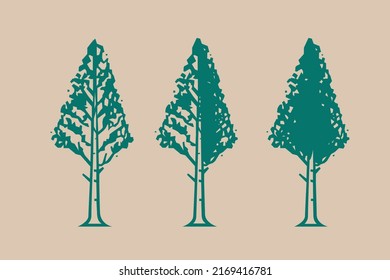 Tree icon with different amount of foliage. Isolated image of a tree.