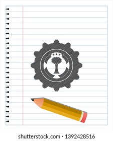 tree icon draw (pencil strokes). Vector Illustration. Detailed.
